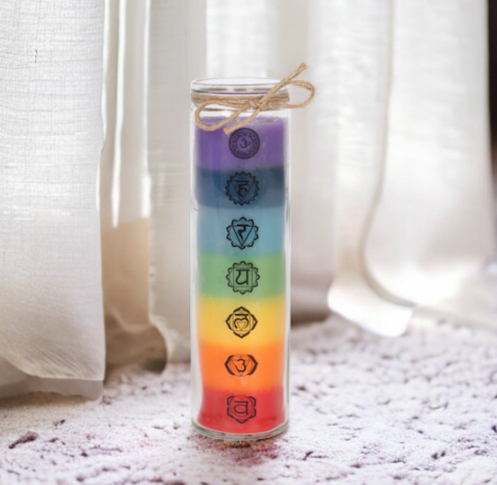 Chakra Tall Glass Candle