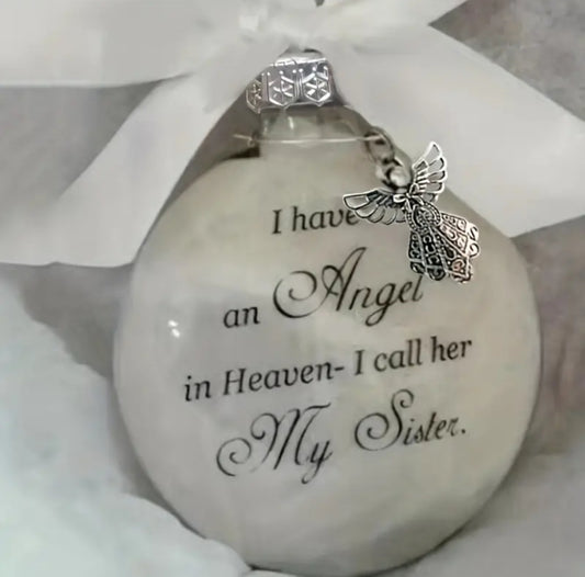 Remembrance Christmas decoration (Sister) Keepsake Feather Ball