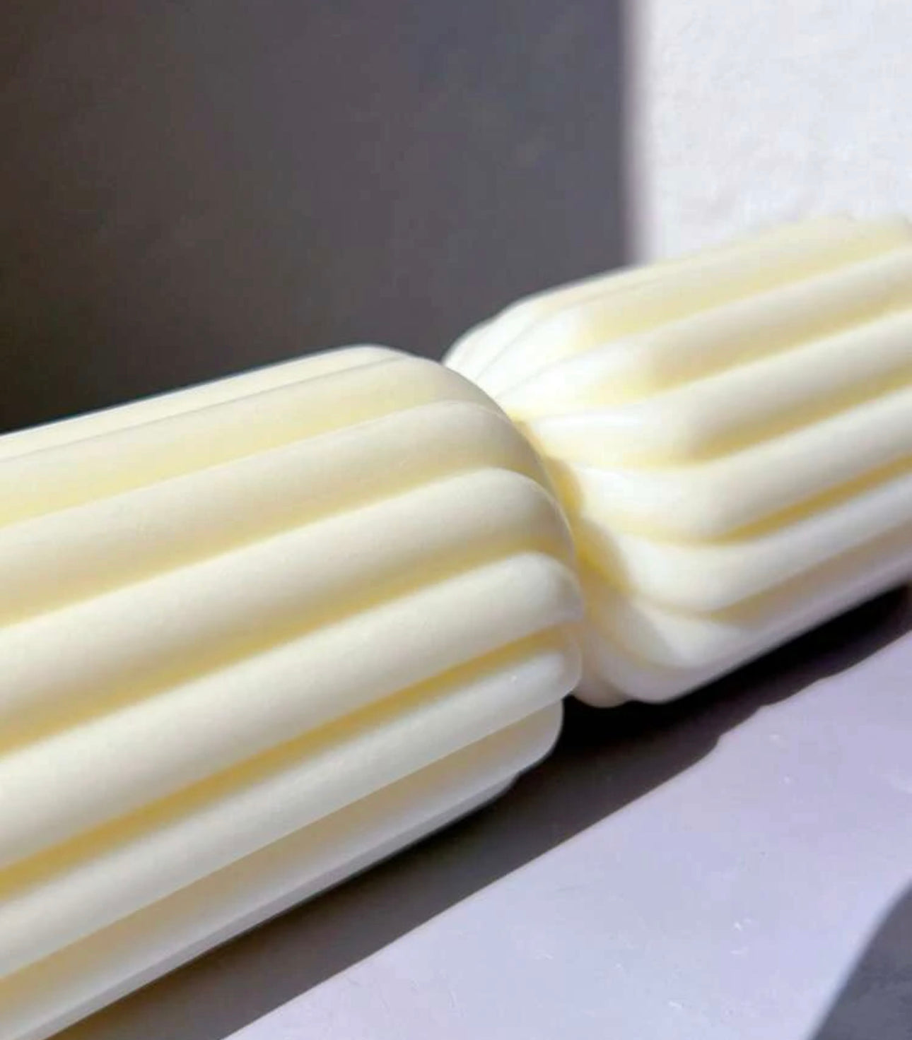 Extra Large Set Of 2 Ribbed Pillar Candles Handmade Scented