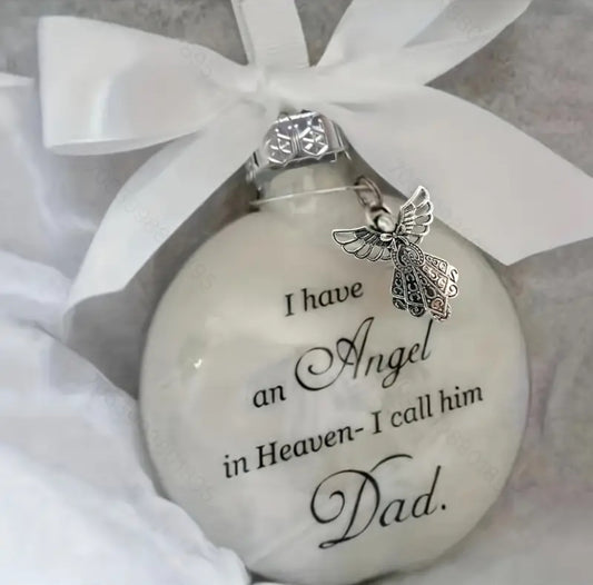 Remembrance christmas decoration (dad) Keepsake Feather Plastic Ball