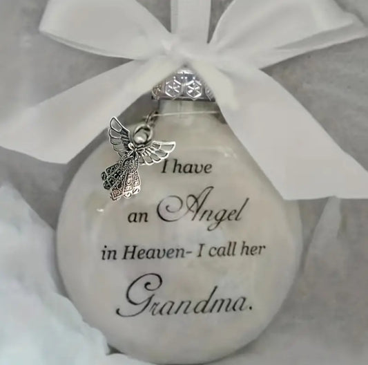 Remembrance Christmas Decoration (Grandma) Keepsake Feather Ball