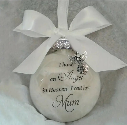 Remembrance Christmas decoration (Mum) Keepsake Feather Ball