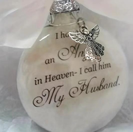 Remembrance Christmas Decoration (Husband) Keepsake Feather Ball