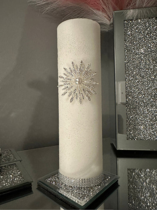 Large Pillar Candle Handmade & Scented With Embellishment